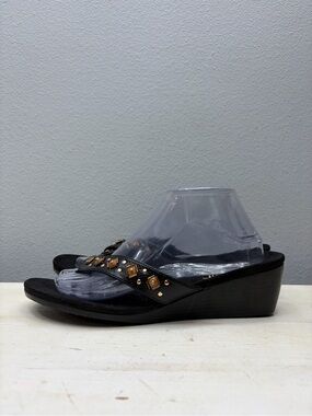 Vionic Black Marceau Wedge Sandals Size 10